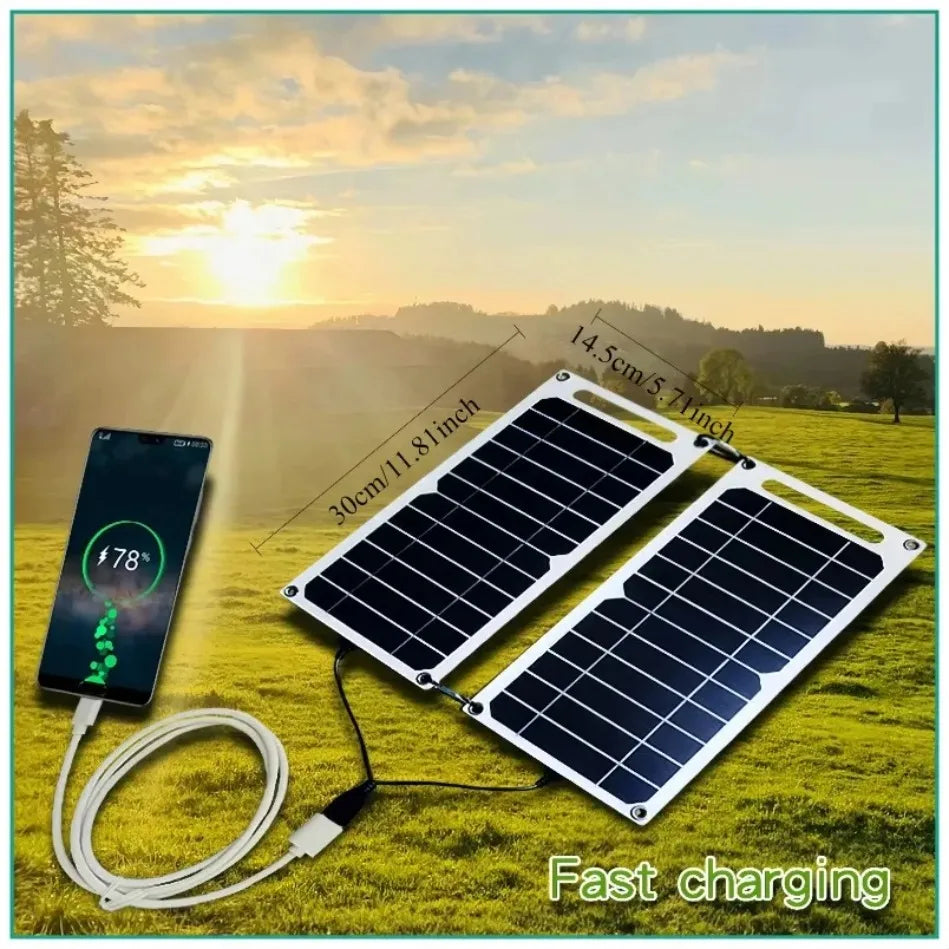 Solar Panel Can be fixed backpack 5-35W USB Waterproof Portable Charger for Outdoor Hiking, Camping, and Mobile Phone Charging