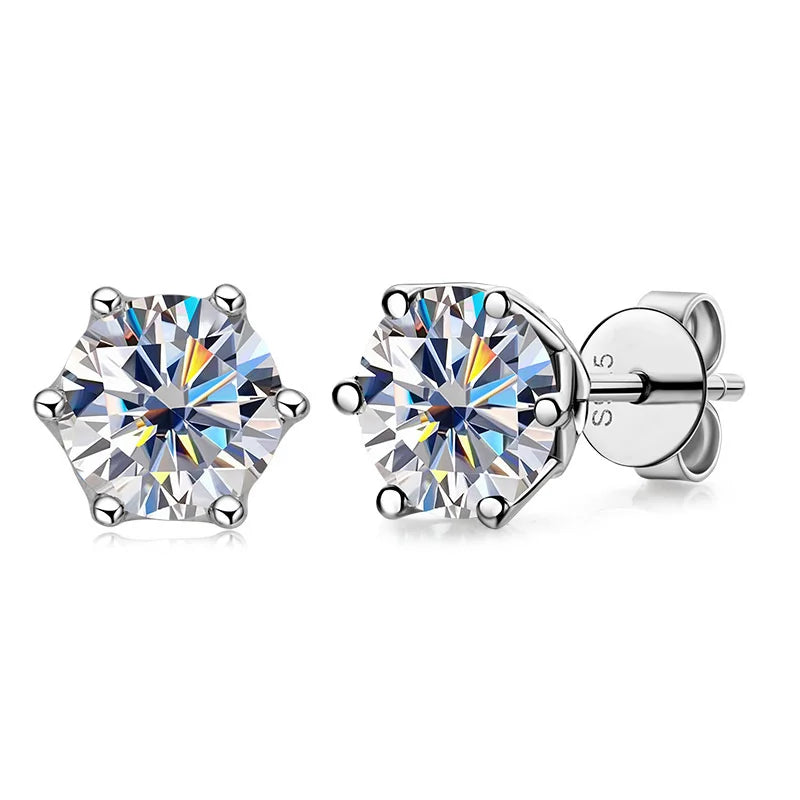 Butterflykiss Real 1 CT D Color Moissanite Stud Earrings For Women Top Quality 925 Sterling Silver Sparkling Wedding Jewelry