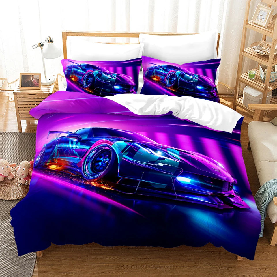 Sports Car Duvet Cover Set Luxury High Quality 3D Printed Bedding 2/3pcs Double Queen King Bedclothes Adults Boys Home Textile