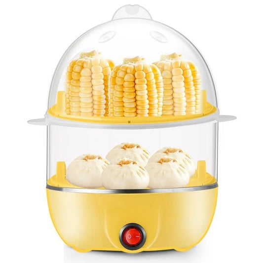 Electric Egg Boiler Double Layer Multifunctional Corn Egg Custard Automatic Mini Steamer 14 Eggs Breakfast Egg Cooker