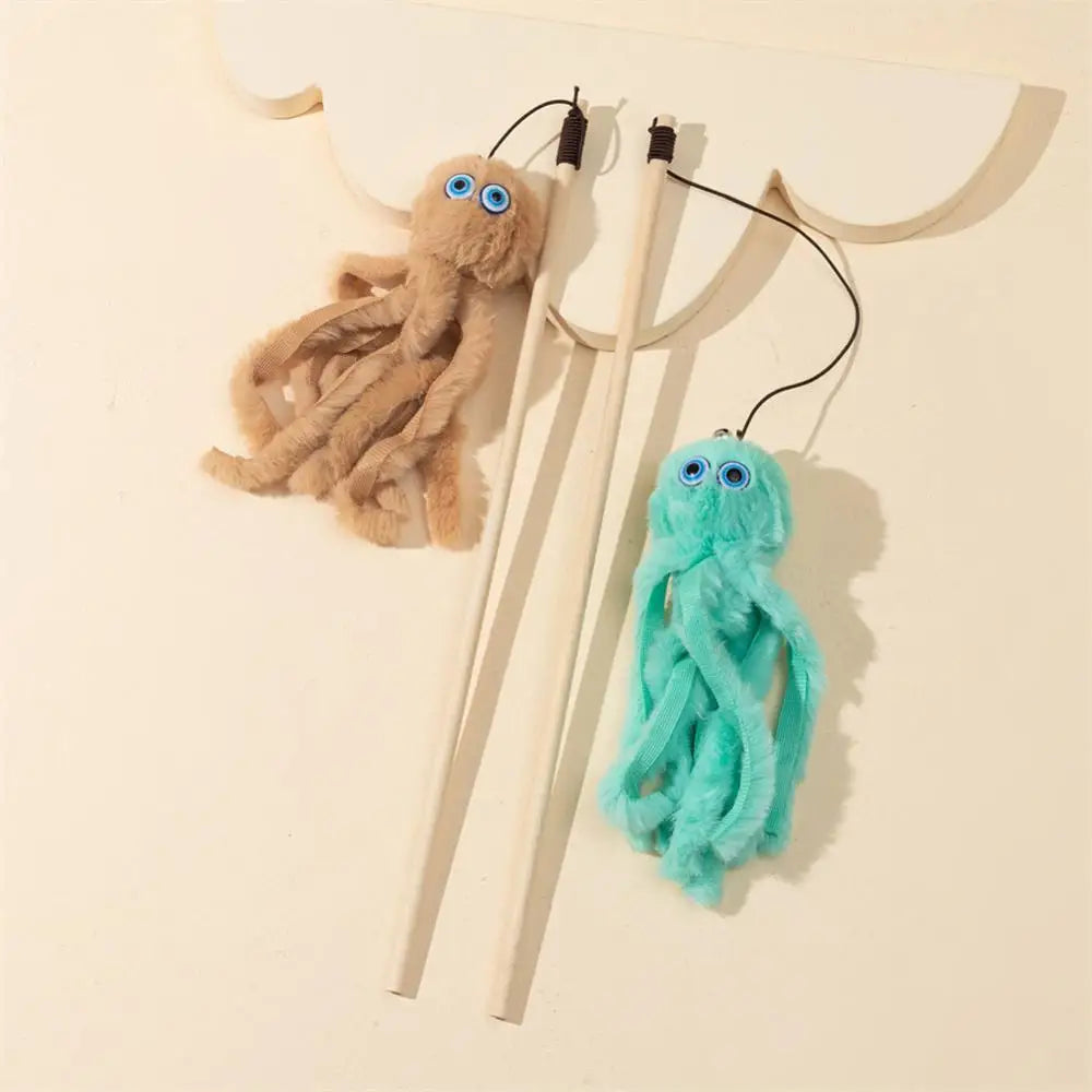 High-quality Metal Materials Cat Toy More Fun And Interaction Funny Cat Stick With Feather 40cm Cat Pet Accessories Octopus