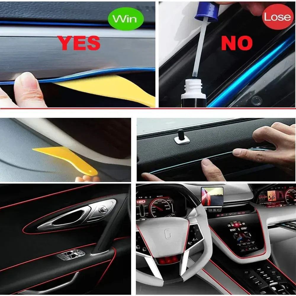 New 5M Car Interior Led Strip Light Neon EL Wiring Decorative Lamp For Auto DIY Flexible Ambient Light USB Party Atmosphere Diod