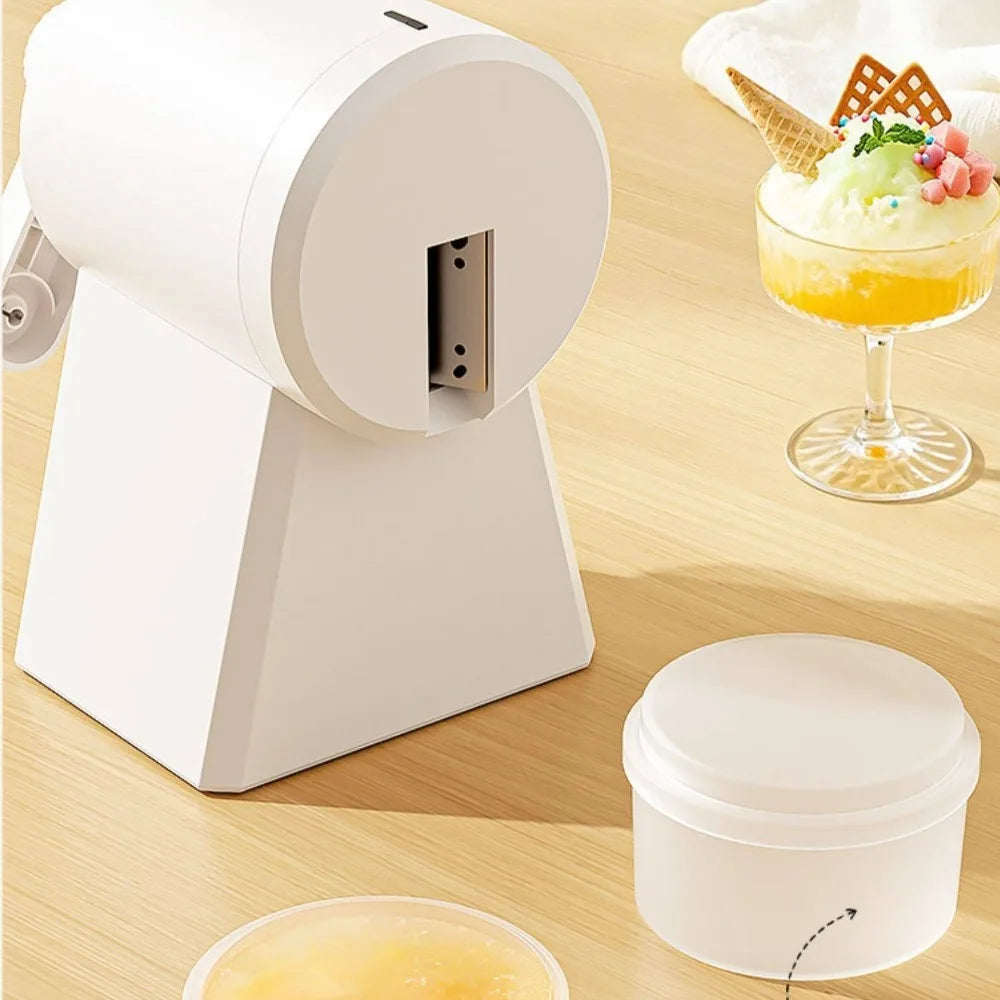 Portable Hand-Cranked Shaved Ice Machine with Ice Box Labor Saving Ice Crusher Plastic Smoothie Machine Street Stall