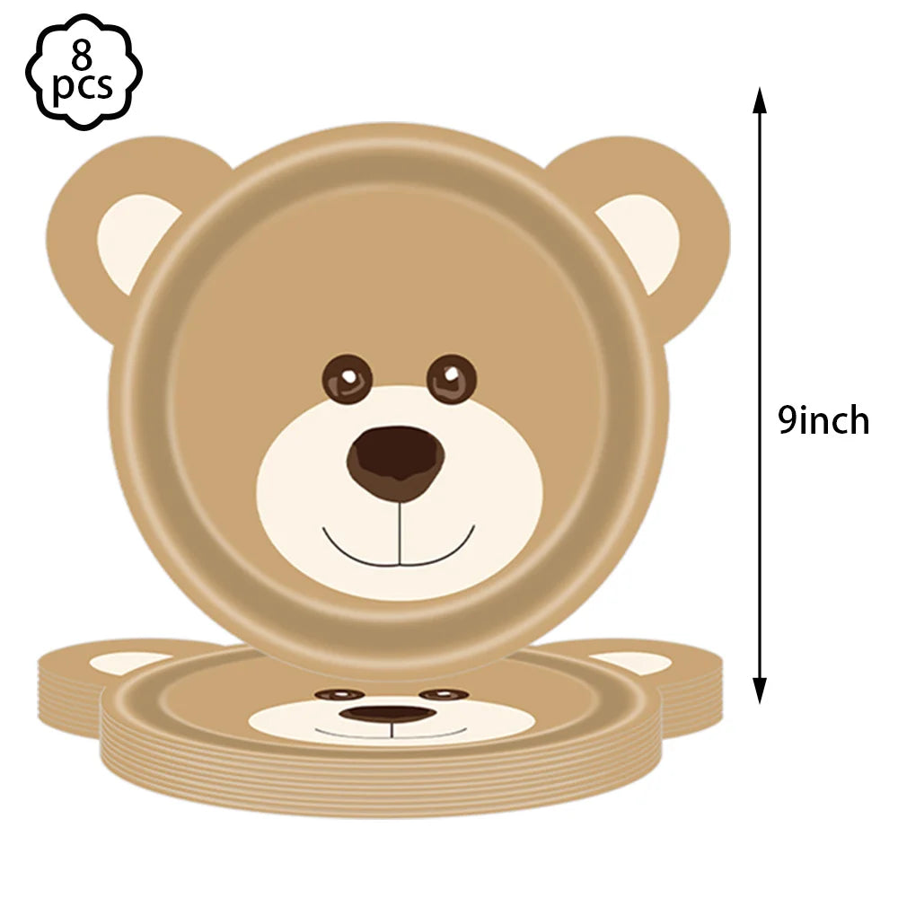 Coffee Brown Teddy Bear Balloon Number Heart Balloon set kid Birthday Party Decoration Baby Shower wedding Valentine's Day decor