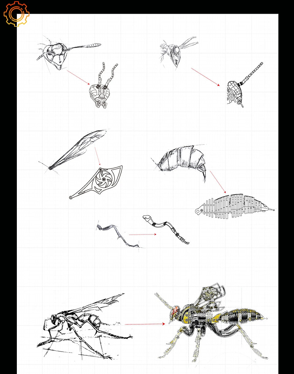 Punk 3D Wasp Stainless Steel Model Adult Assembly Kit Anti-Stress Metal Mechanical Insect Animal Toys Christmas Gift for Kids