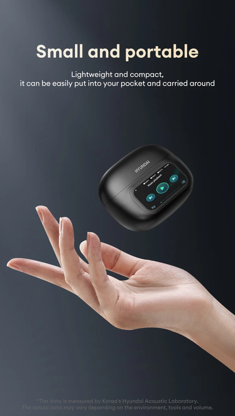 HYUNDAI HY-C02 Ear Clip Screen Display Earphones Wireless Bluetooth Headphones  Mic High Sound Stereo Sound Earbuds