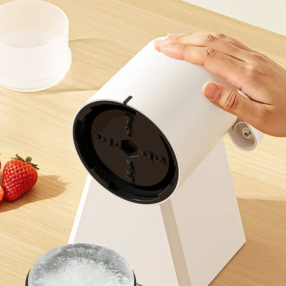 Portable Hand-Cranked Shaved Ice Machine with Ice Box Labor Saving Ice Crusher Plastic Smoothie Machine Street Stall
