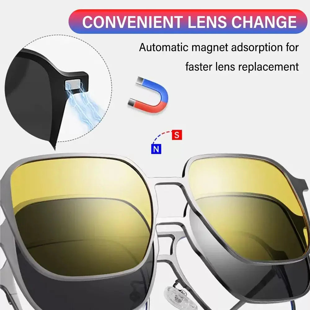 Metal Anti Blue Light Glasses with Magnet Clip On Polarized/Night Vision Sunglasses 2023 New Style 3 In 1 Glasses UV400 Eyewear