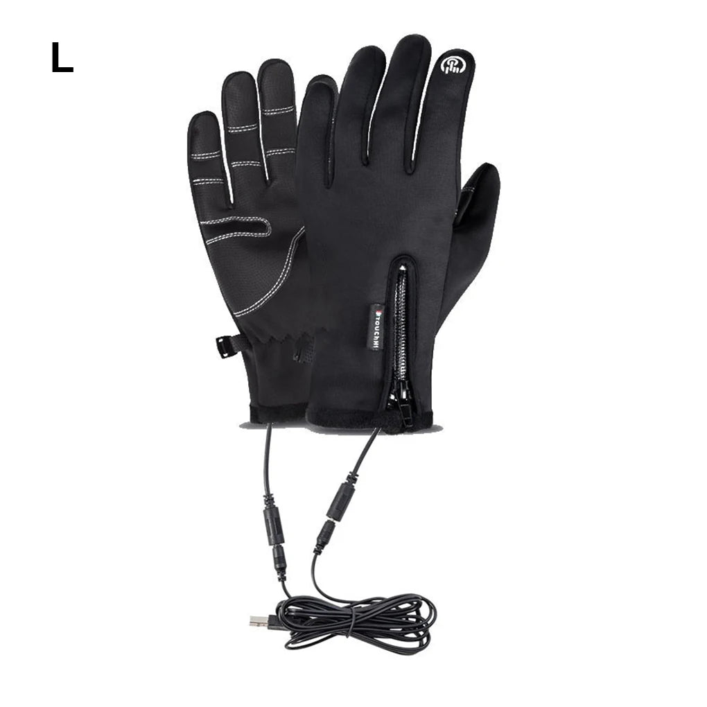 M-XXL USB Touch Screen Gloves Heated Motorcycle Gloves Cycling Running Ski Winter Gloves Hiking Walking Anti-Slip Glove