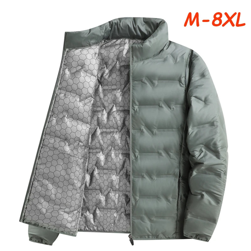Men Winter New White Duck Down Jacket Warm Thick Stand Collar Windproof Puffer Jacket High Quality Waterproof Jacket Male 8XL