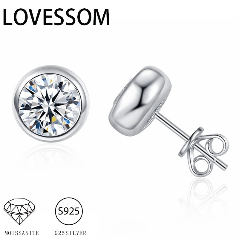 S925 Silver 0.5-1 Carat Moissanite Bubble Earrings Classic Fashion Neutral Style Trendy Hip-Hop Rock