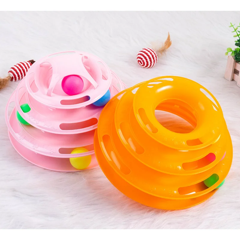 Pet Toy Three Layer Ball Cat Wheel Cat Interactive Puzzle Track Toy Cat Space Tower Amusement Plate