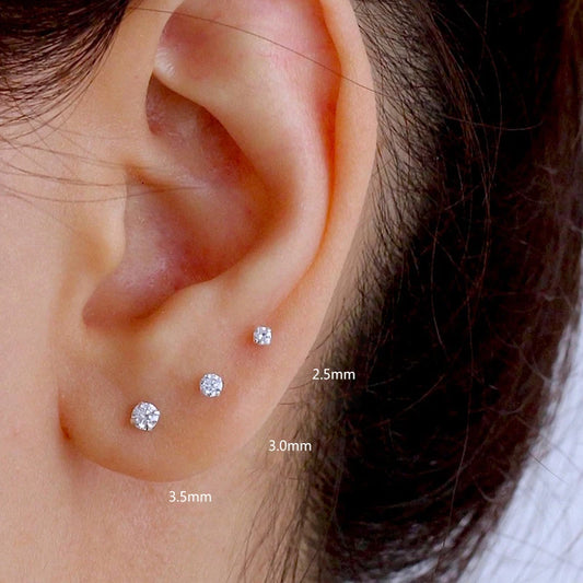 CANNER Mini Four-Jaw Zircon Stud Earrings Simple Sterling Silver Earrings Gifts Ladies Boutique Jewelry Accessories Allergy-Free