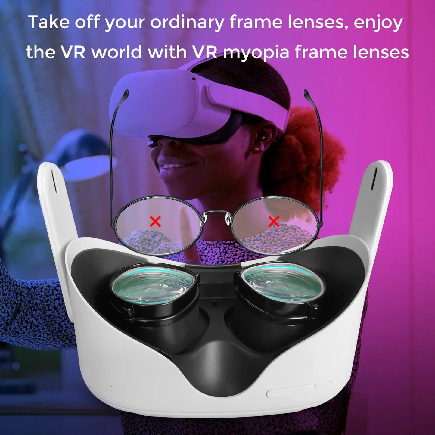 Suitable for customizing VR Meta/Oculus Quest2 myopia lenses, astigmatic magnetic suction prescription glasses accessories