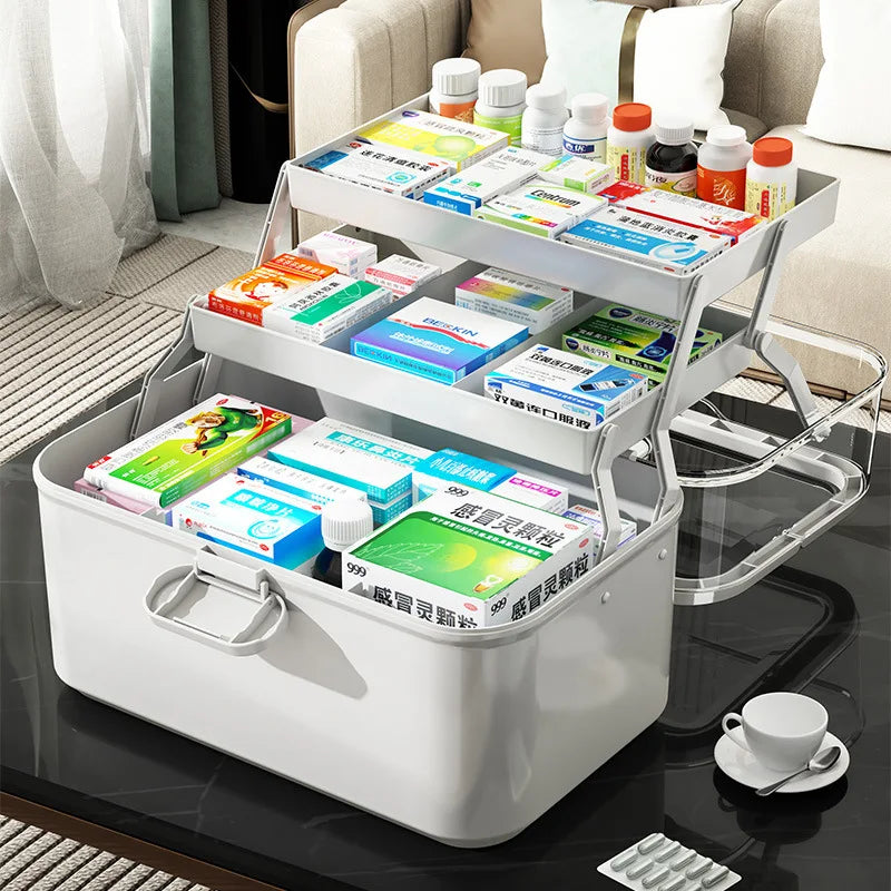 Household Medicine Box Large-capacity Medicine Multi-layer Sorting Storage Box Portable Storage Box for Groceries