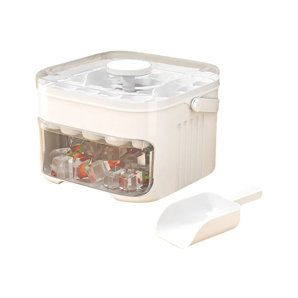 50-Cube Ice Maker with Easy Press Cap Large Capacity Double-layer Ice Cube Machine with Easy-press Lid Reusable Ice Cube Maker