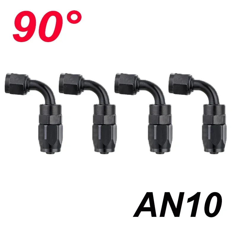 4X Universal AN4 AN6 AN8 AN10 AN12 Straight 45 90 120 180 Degree Oil Fuel Swivel Hose End Fitting Oil Hose End Adaptor Kit Black