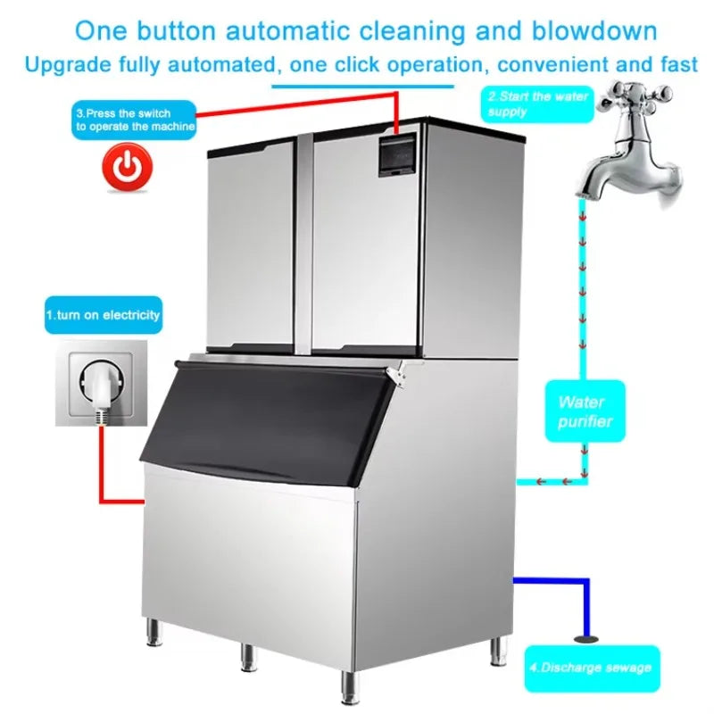 Customized Commercial Ice Machine 1000kg /24h Cube Ice Machine Sold Ice Machines for Use in Bars Hotel Milk Tea Shops