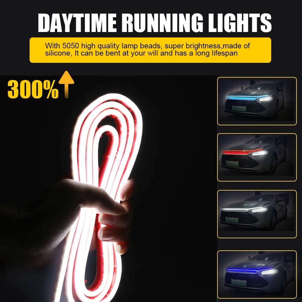 Flexible Car Hood Light Strip Scan Starting DRL Daytime Running Lights Auto Headlight Strips Led Decorative Lamp Car Assecories