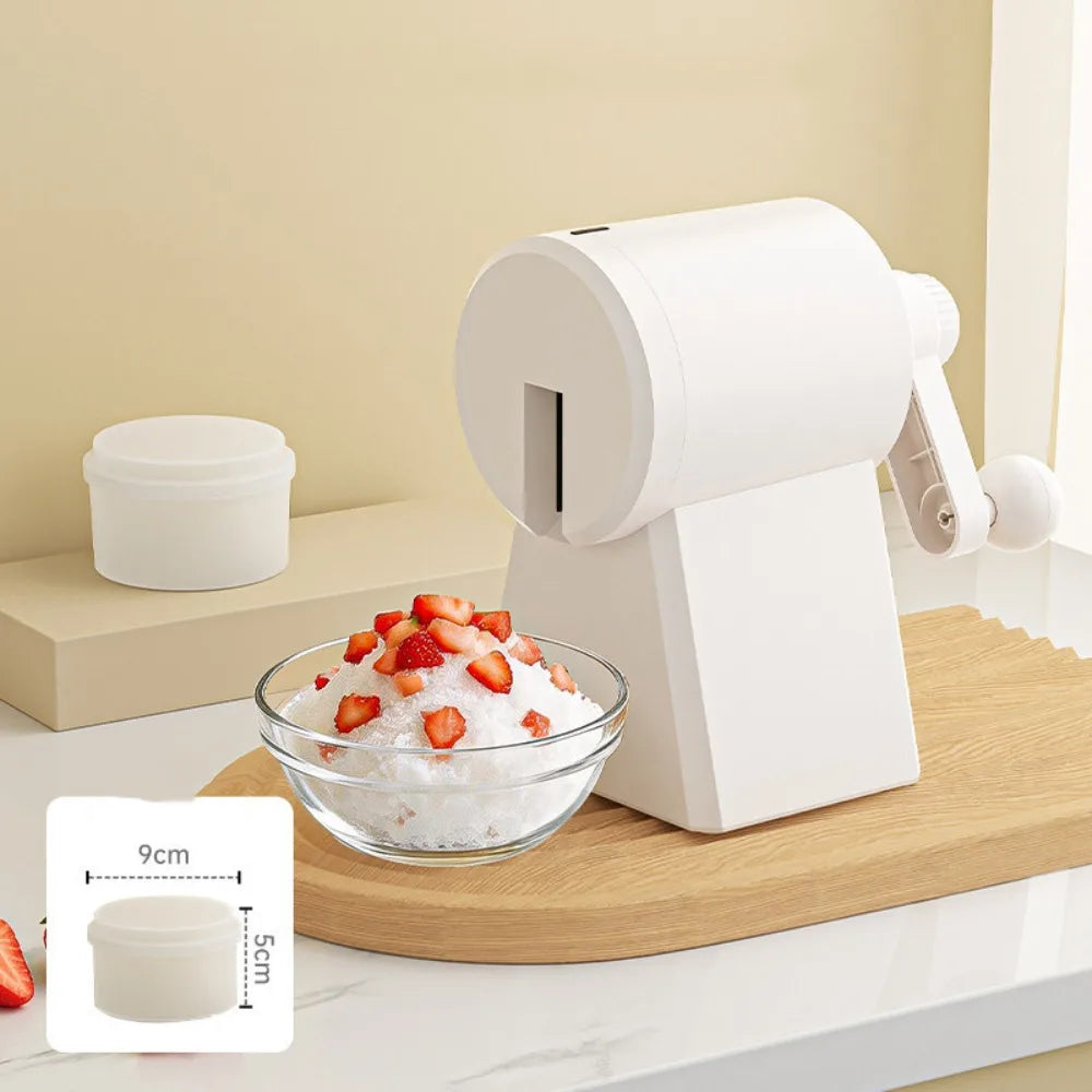 Portable Hand-Cranked Shaved Ice Machine with Ice Box Labor Saving Ice Crusher Plastic Smoothie Machine Street Stall