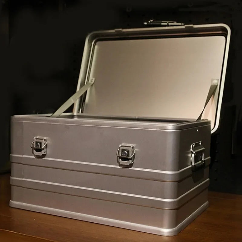Outdoor Camping Storage Box Aluminium Alloy 80L Large Travel Storage Box Car Trunk Organizer Portable Natural Hiking Accessories