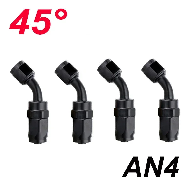 4X Universal AN4 AN6 AN8 AN10 AN12 Straight 45 90 120 180 Degree Oil Fuel Swivel Hose End Fitting Oil Hose End Adaptor Kit Black
