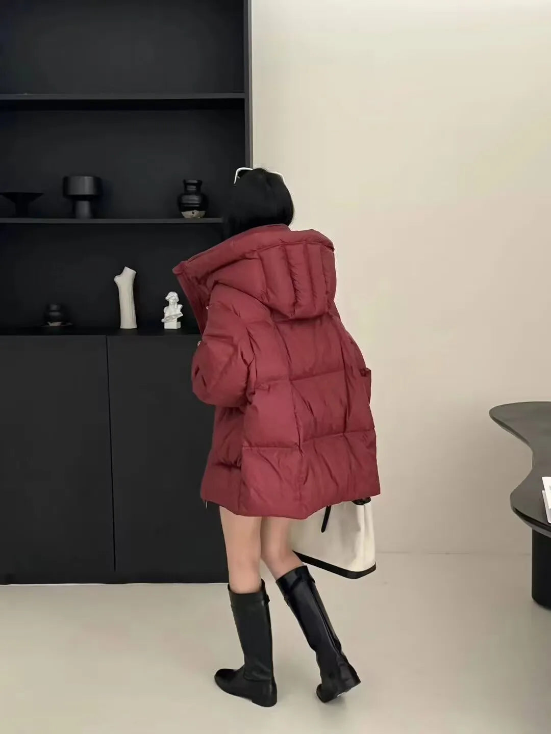 Puff Down Jacket Women's Winter Jacket Padded New Outerwear Hooded Versatile Loose Padding Thickened White Duck Down Warm Coat