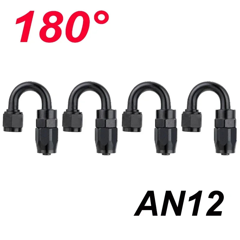 4X Universal AN4 AN6 AN8 AN10 AN12 Straight 45 90 120 180 Degree Oil Fuel Swivel Hose End Fitting Oil Hose End Adaptor Kit Black