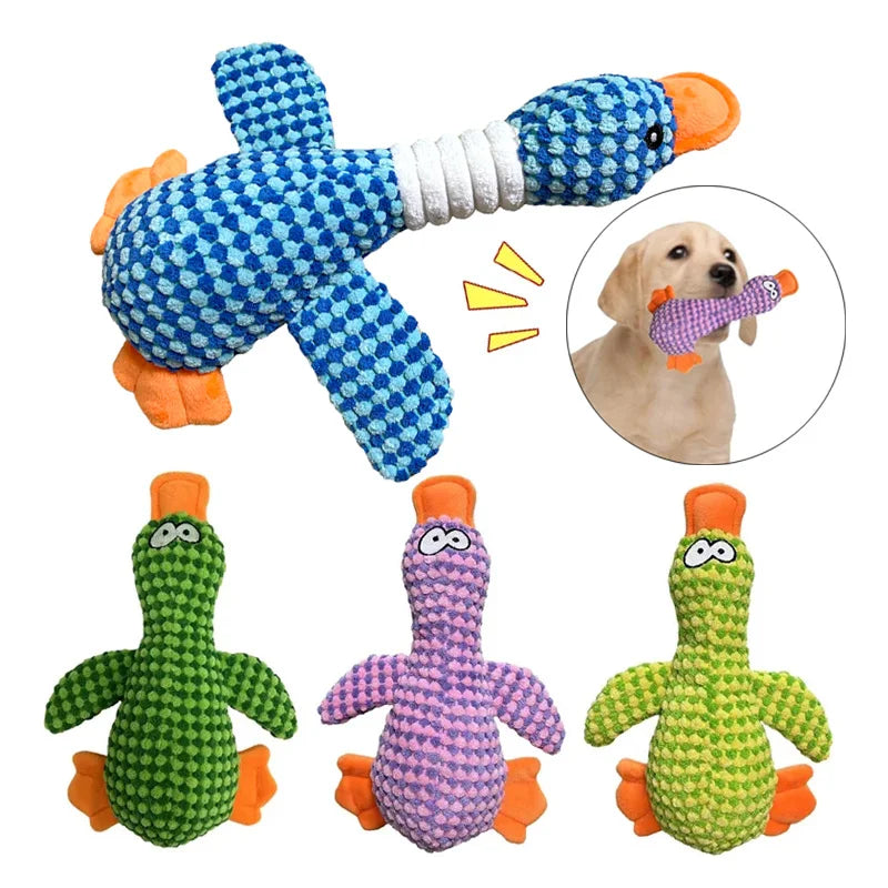 Funny Duck Shaped Dog Plush Toy Pets Interactive Chew Squeaky Toys For Small Large Dogs Outdoor Playing Supplies