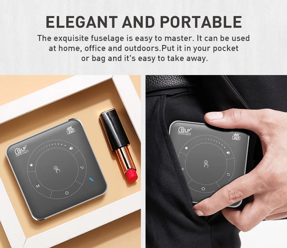Mini Portable Projector Home Theater 4K 3D DLP Android Smart Ceiling Car Outdoor Wifi Bluetooth Mobile Battery Rechargeable LED