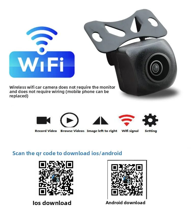 Wireless wifi car car camera car camera high definition starlight night vision 720P rear view reversing image