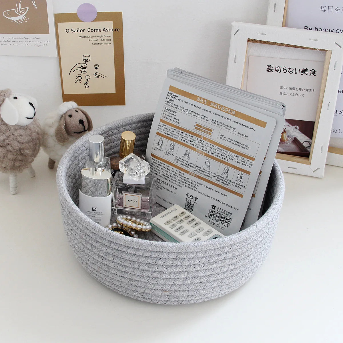 Handmade Woven Storage Basket Cotton Rope Child Toy Storage Vegetable Rope Bins For Toys Towels Blankets Nursery Kids Room