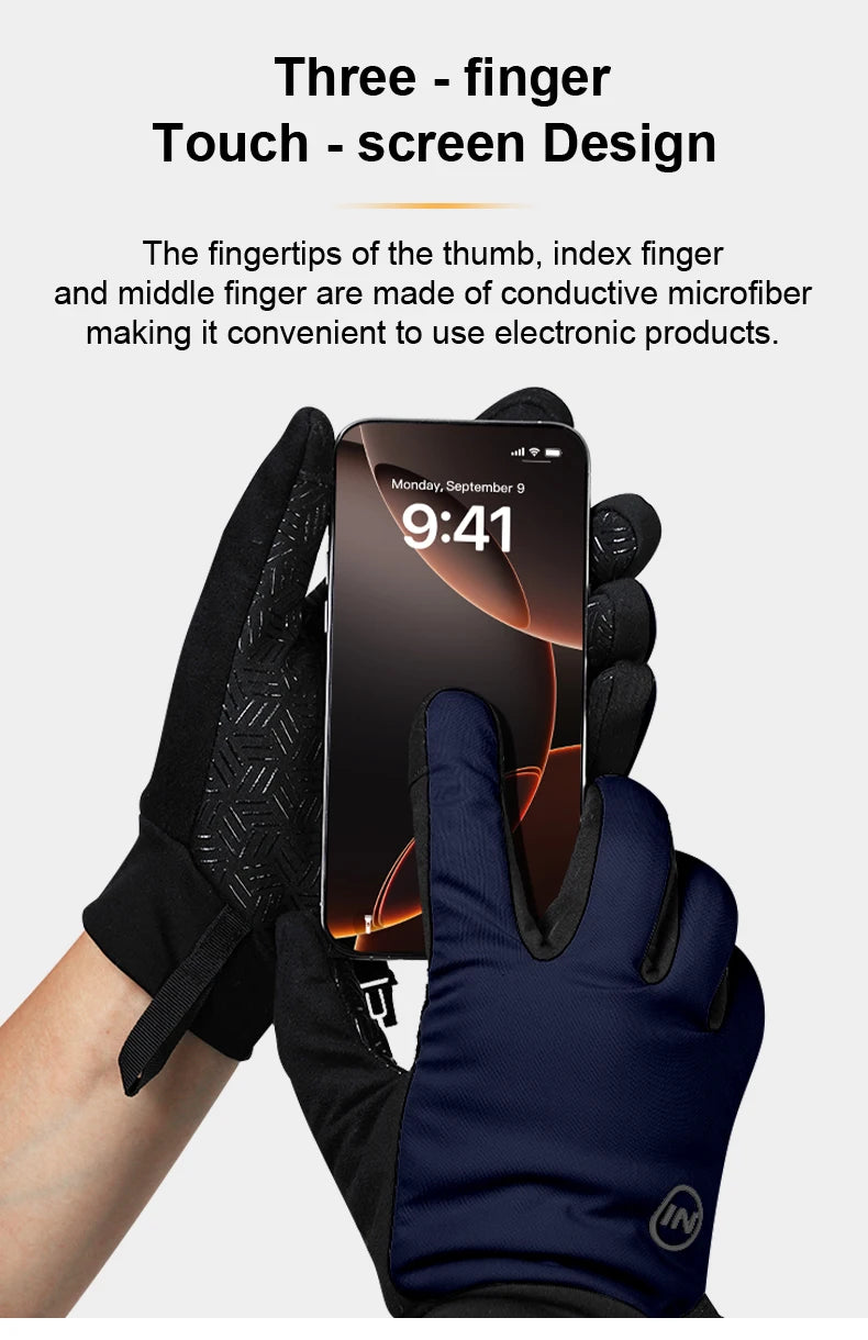 INBIKE Touchscreen Winter Gloves for Men Windproof Thermal Insulated Road Bike Cycling Gloves Man for Cold Weather E-Bike Riding
