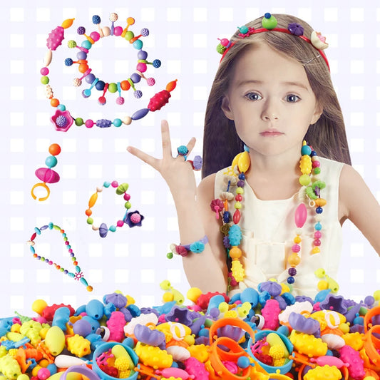 Creative DIY Handmade Pop Beads Toy Accessory Set Girl Jewelry Necklace & Bracelet Crafts Toys Education kids Birthday Gifts