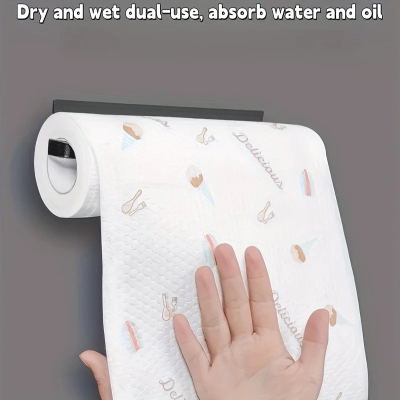 50 100pcs/roll Dishcloth Absorbent Thickened Kitchen Paper Dry Wet Use Non Greasy Random Pattern for Sink Cleaning Dishwashing