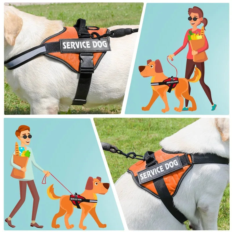 Service Dog Harness,No Pull,Easy On and Off,3M Reflective Breathable,Easy-Adjust Pet Halters,Suitable for Small Medium Large Dog