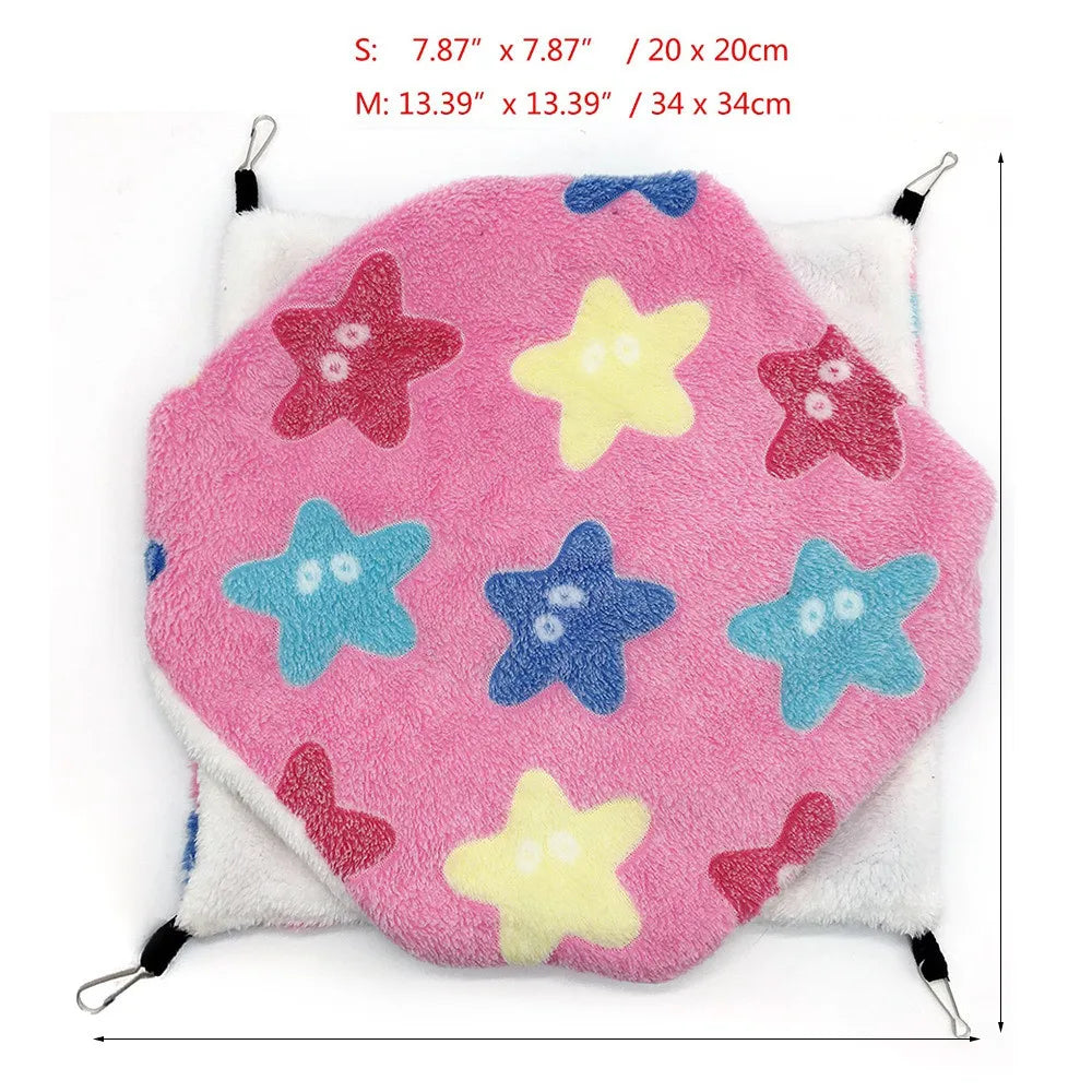 Double-layer Warm Hamster Hammock Small Pet Hanging Beds Ferret Guinea Pig House Small Animals Chinchilla Squirrel Plush Cage