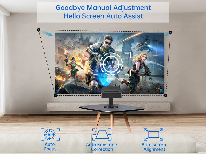8849 MARS Mini Projector Portable DLP Projector Pocket Size Auto Focus & Key Compatible for Laptop, PC, Smartphone
