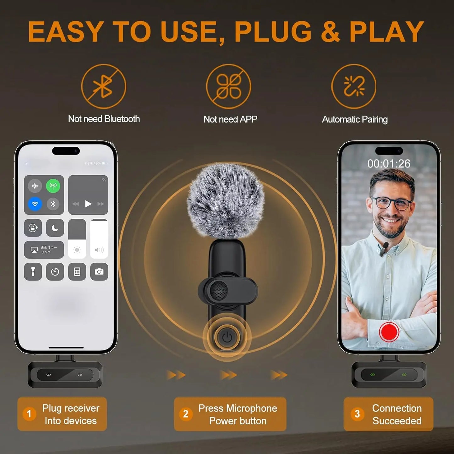 Professional Wireless Lavalier Microphone for iPhone iPad Android Laptop Live Broadcast Gaming Interview Vlog Recording Mini Mic
