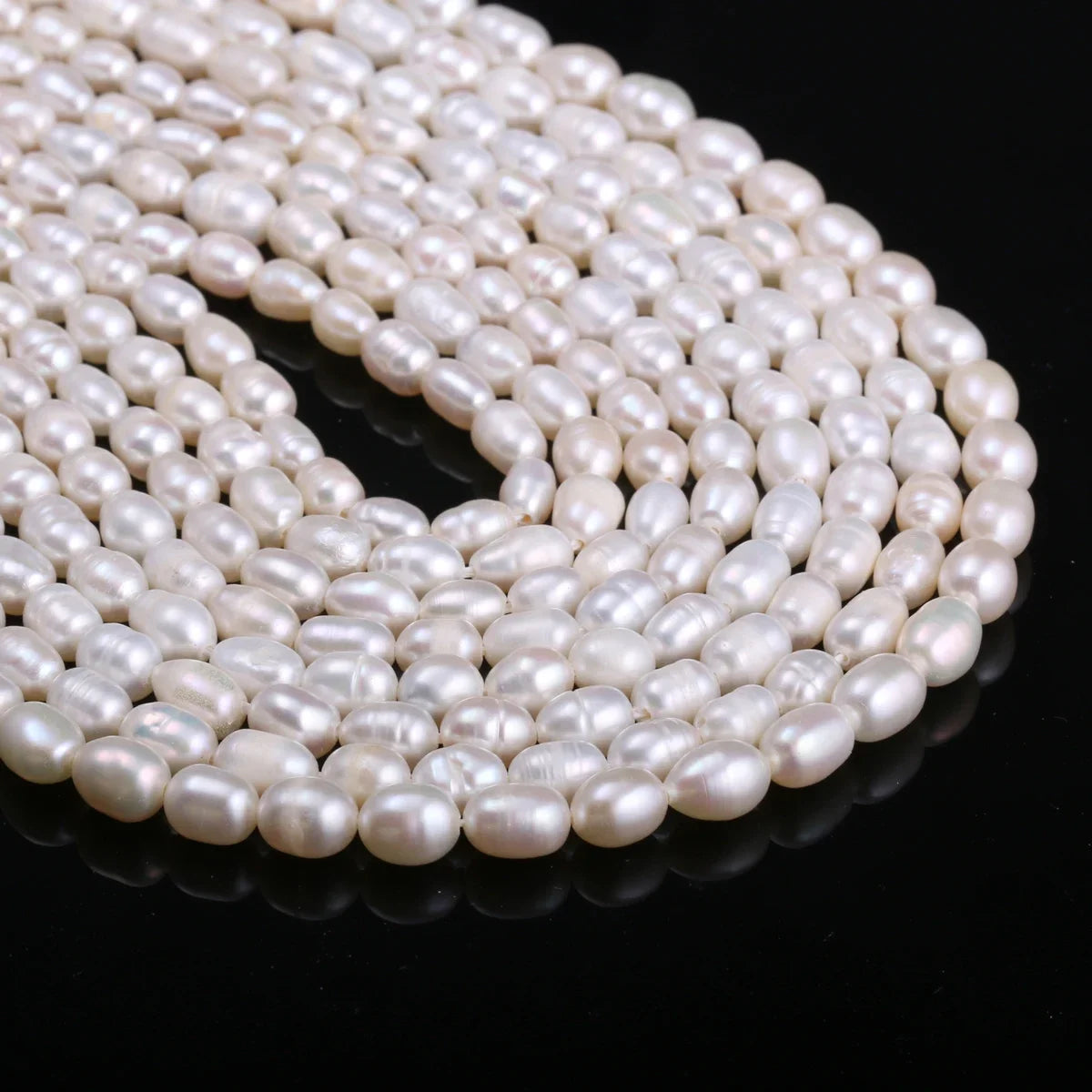 Natural Freshwater Cultured Pearls Beads Rice Shape 100% Natural Pearls for Jewelry Making DIY Strand 14 Inches Size 5-6mm