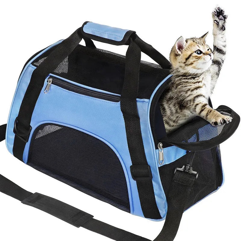 Cat Bags Soft-Sided Portable Dog Carrier Mesh Breathable Carrier Bags for Cats Dogs Comfort Foldable Handbag Pet Transport Bag