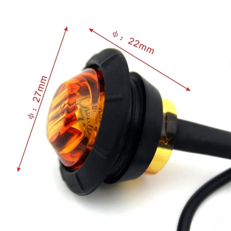 3/4 Inches Round LED Side Marker Lights Car Turn Signal Lights External Lamp for Car Truck Trailer Bus