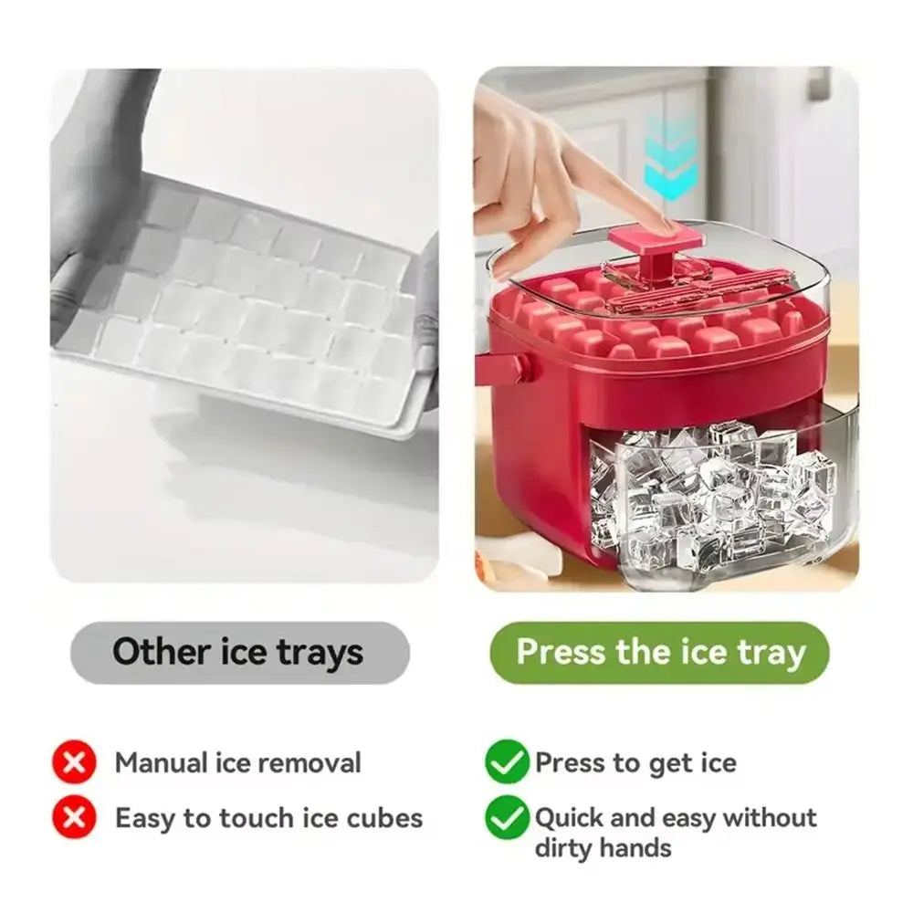 50-Cube Ice Maker with Easy Press Cap Large Capacity Double-layer Ice Cube Machine with Easy-press Lid Reusable Ice Cube Maker