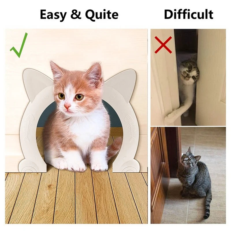 Cat Door Dog Hole Access Direction Controllable Toy For Pet Training Dog Cats Kitten ABS Plastic Small Pet Gate Door Kit Cat Dog