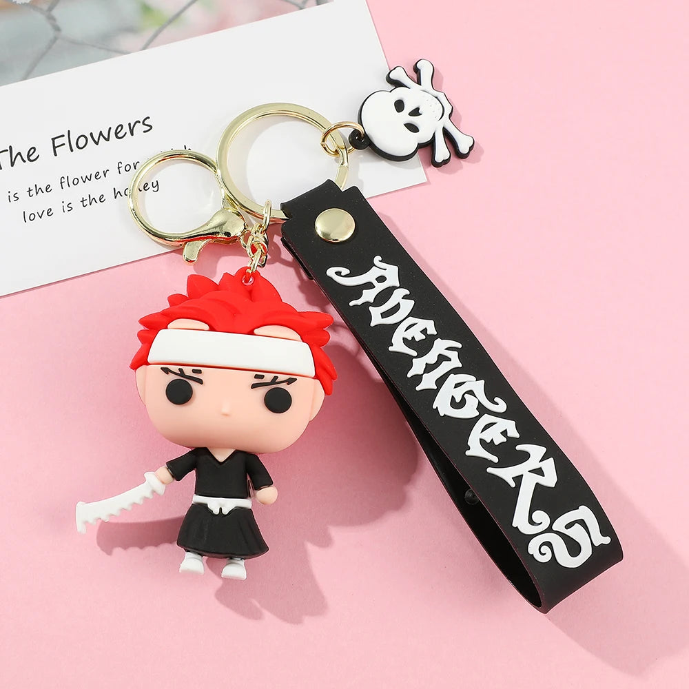 Anime Bleach Keychain Cosplay Kurosaki Ichigo Silicone Pendant Keyring Car Backpack Key Holder Accessories for Fans Quality Gift