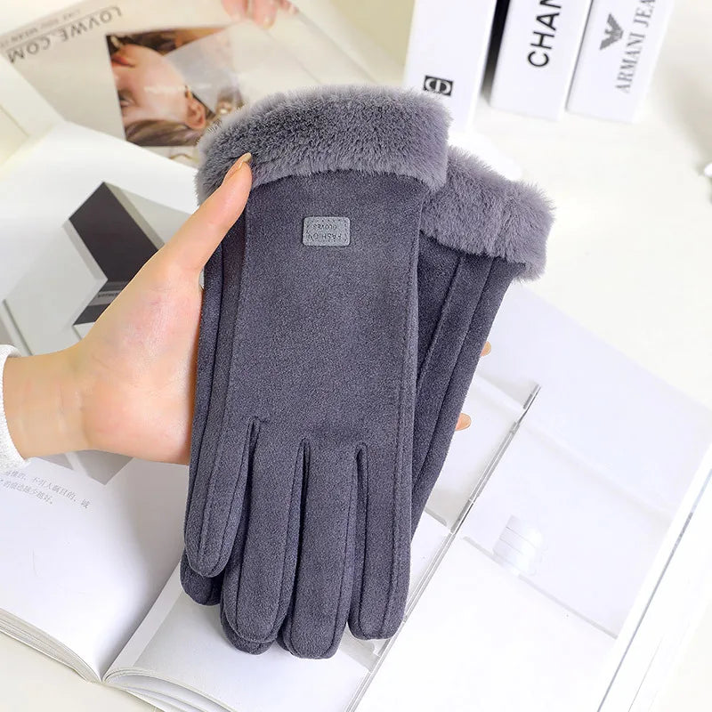 New Warm and Velvet Gloves, Cute and Beautiful Women's Gloves, Suitable for Women's Soft and Warm Winter Gloves, Cycling Gloves