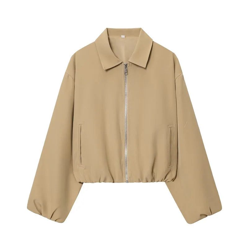MUJER Puffed Bomber Jackets for Women Zip Varsity Cropped Jacket Woman Demi-season Jacket for Women Outerwears Womens Coats