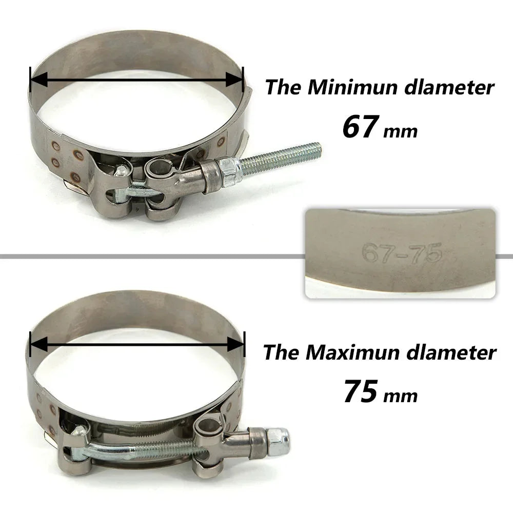 40-112mm 2/2.25/ 2.5/ 2.75/ 3.0/ 3.25/ 3.5/4.0" T-Bolt Exhaust Steel Hose Clamp Intake Turbo Intercooler Silicone Coupler Clamps