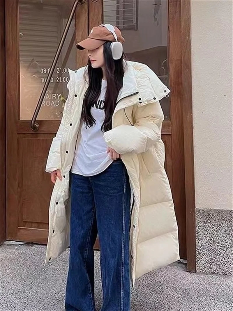 2024 New Warm Winter Puffer Jacket Hooded Long Women Parkas Thick Cotton Padded Windproof Overcoat Casual Loose Snow Wear Jaquet