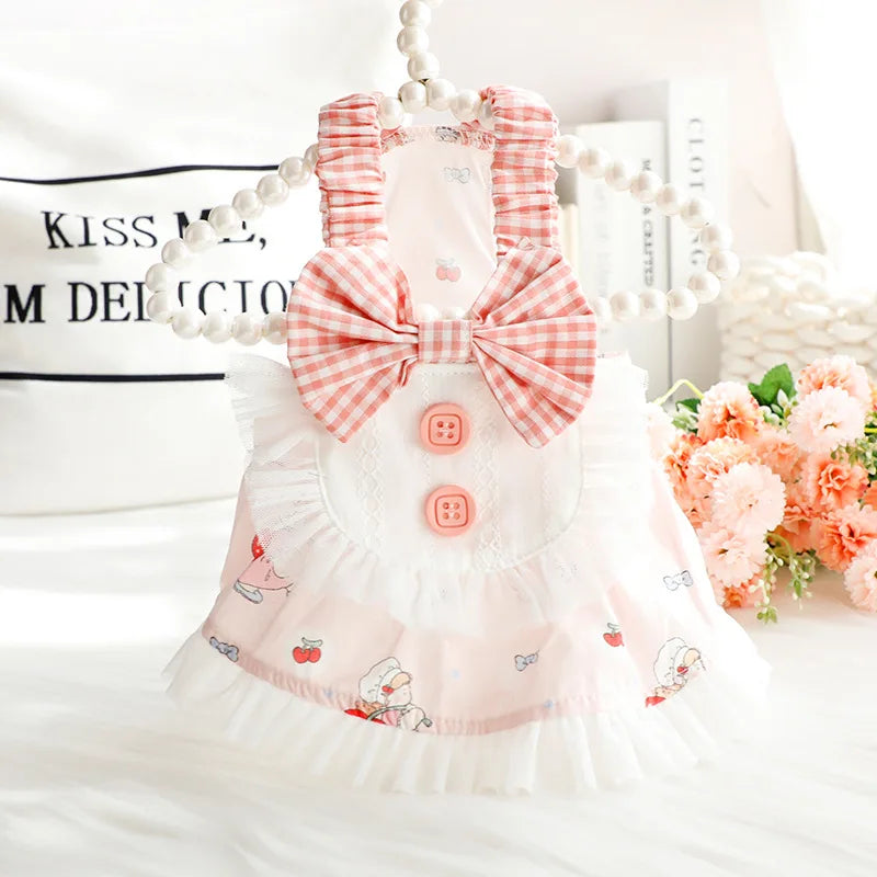 dog Lolita  Princess Dress Dog Pet Clothing Skirt Dogs Clothes Cat Small Print Cute Thin Summer White Small Dogs Clothing